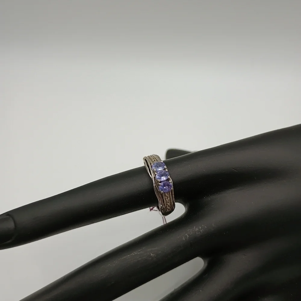 Sterling Silver and Purple Gemstone Stone Ring
